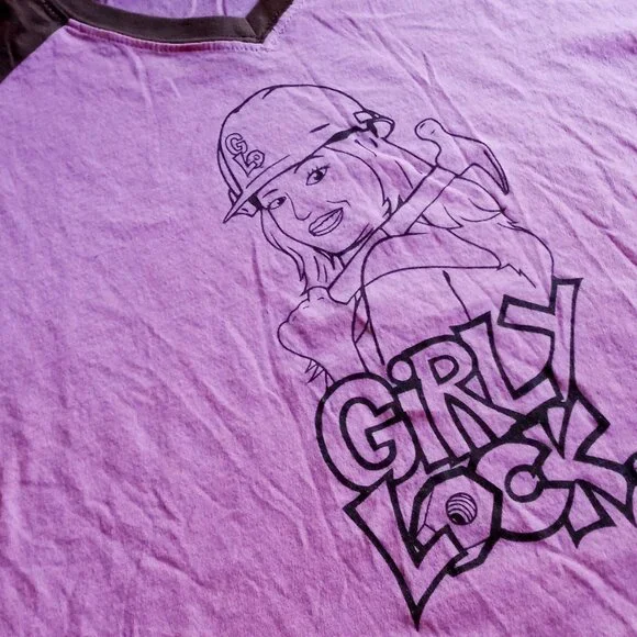 So Cute! Pink & Brown GirlyLock Female Carpenter Graphic Short Sleeve Tee NWOT - Picture 4 of 14